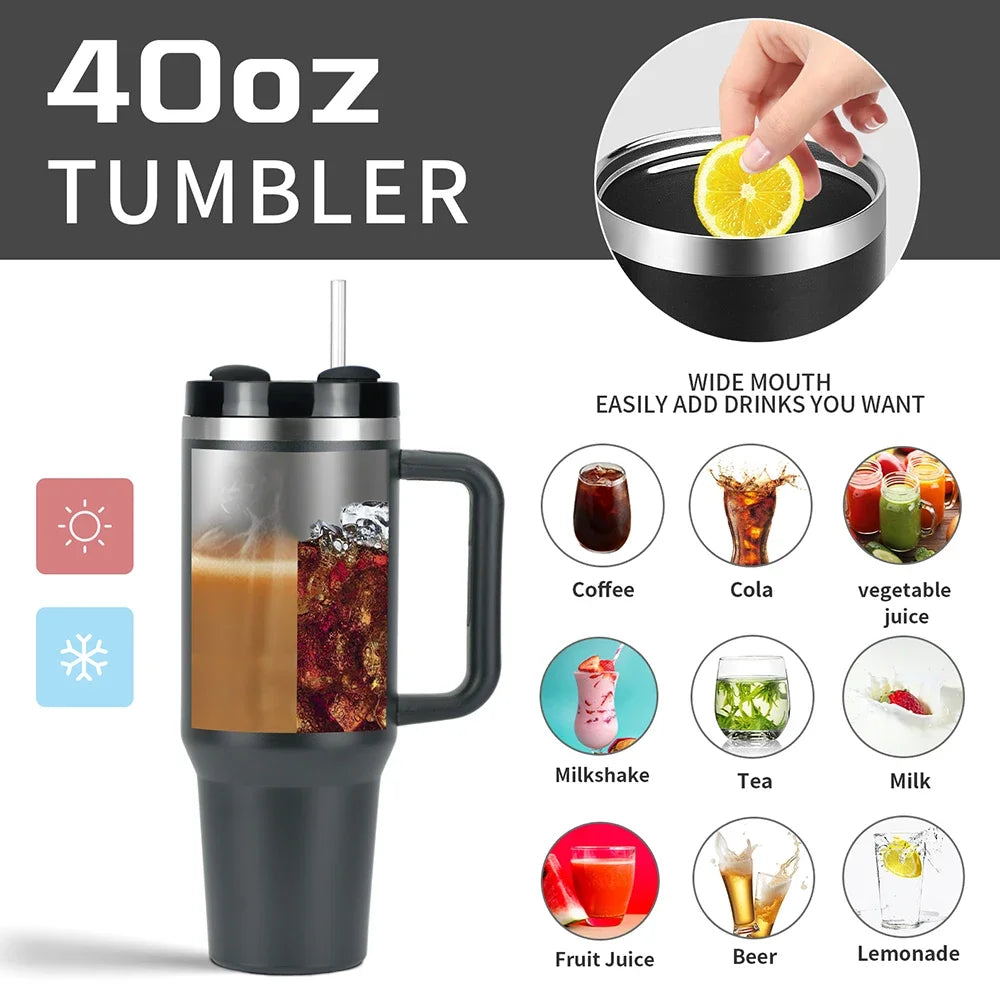 40oz Stainless Steel Thermal Mug Large Capacity Insulated Coffee Cup Office Home Water Bottle Travel Car Tumbler New Year Gifts - Chic Cart