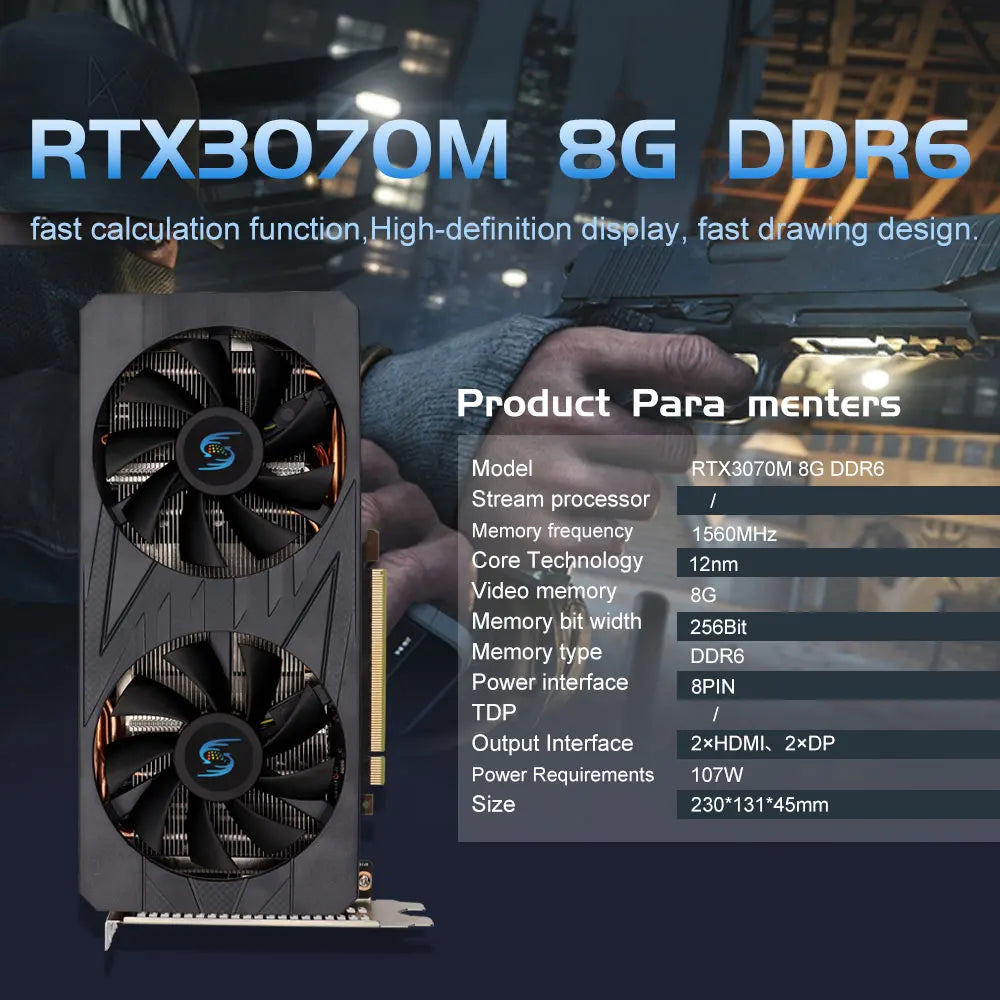 USED Video card RTX 3070M (3070 Laptop) 8GB 256Bit DDR6 Non LHR Perfectly Compatible With Mining BTC ETH Speed Reaches 65+MH/S - Chic Cart