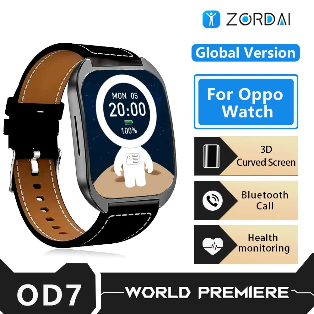 Zordai For Opppo Smartwatch OD7 3D Curved Screen Bluetooth Call Sports Watch Men Women Wrist Watches IP68 Waterproof Smart Watch - Chic Cart