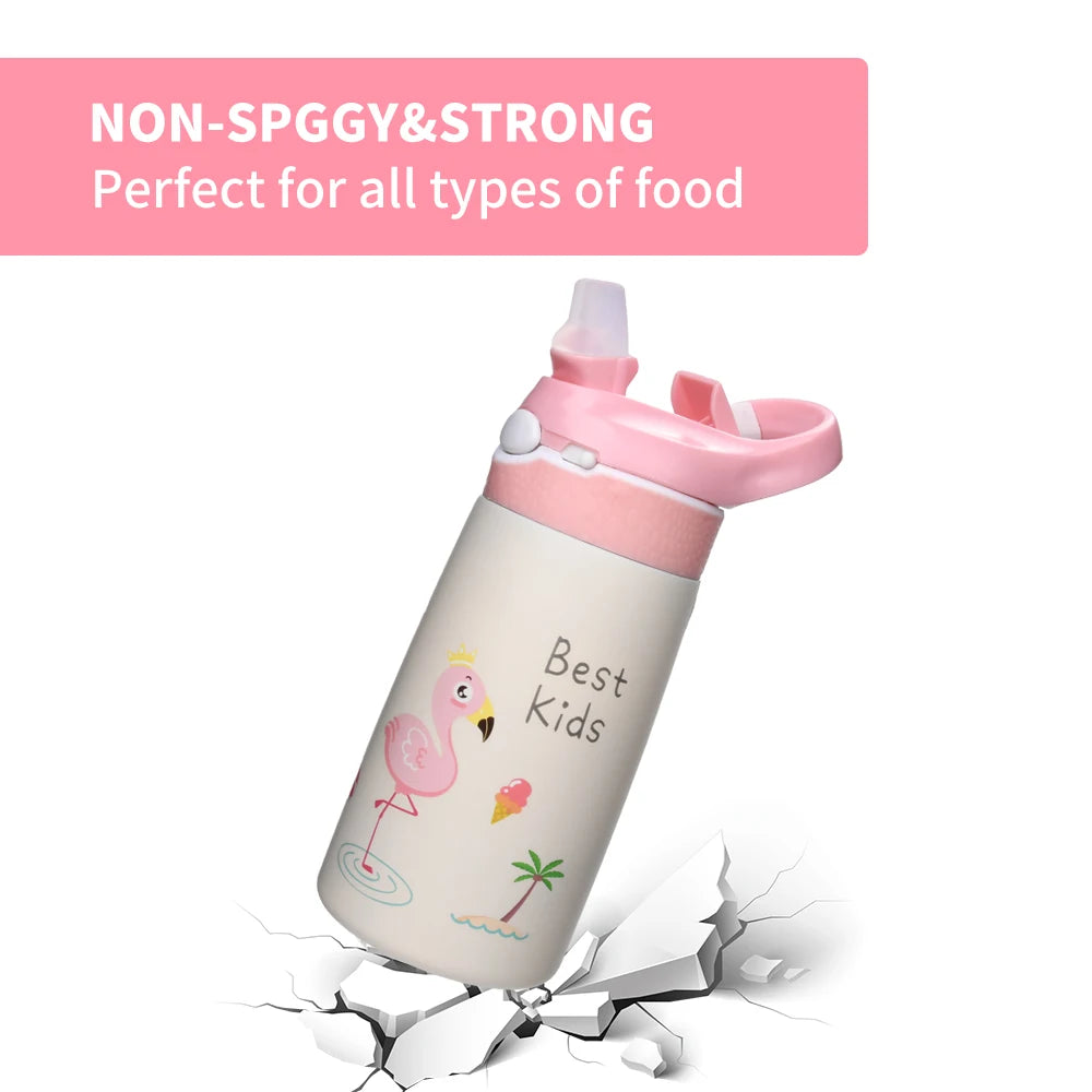 400ML Children Thermos Water Bottle Kids Thermos Mug Baby Duck Billed Straw 316 Stainless Steel Vacuum Flasks Tumbler Thermo Cup - Chic Cart