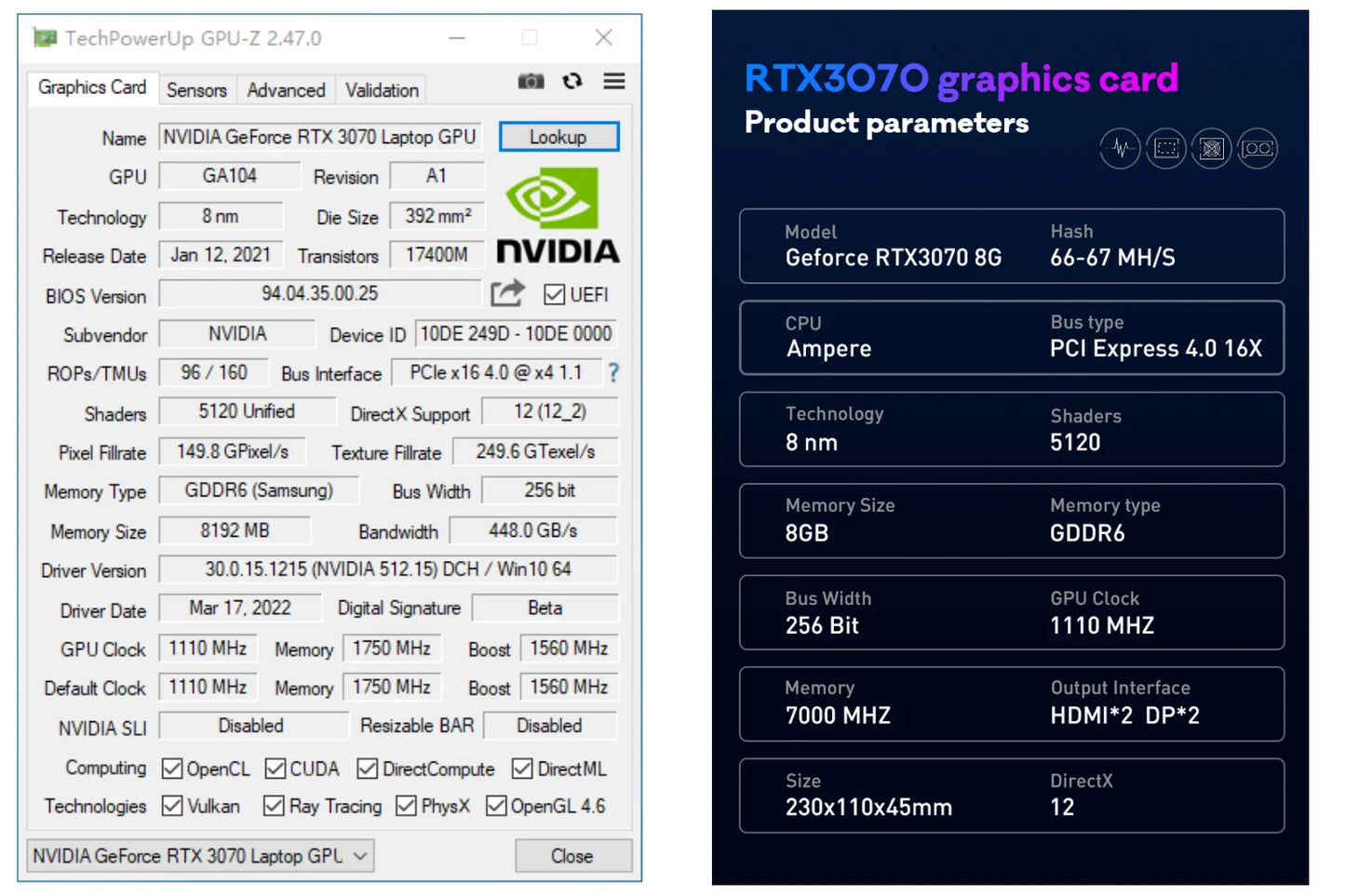 USED RTX 3070 8G Graphics Card Non LHR 256 Bit GDDR6 Video Cards HDMI-Compatible DP Nvidia 8GB Mining Laptop GPU Game Card - Chic Cart