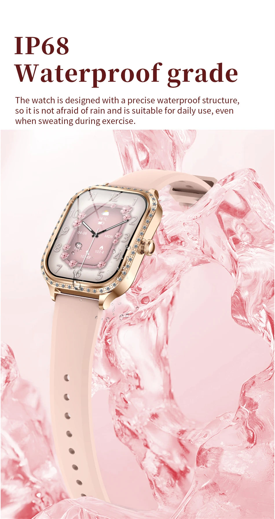 New Fashion Women's Smart Watch Heart Rate 1.75 Inch 240*296 HD Screen Diamond Watch Bluetooth Call Waterproof SmartWatch Ladies - Chic Cart