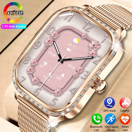 2025 New GPS Track Smart Watch Ladies 466*466 HD Screen Heart Rate Blood Pressure BT Call Smartwatch Women For Huawei Xiaomi IOS - Chic Cart