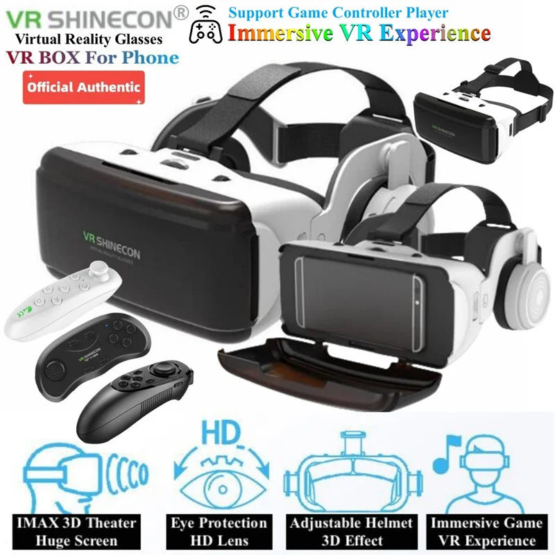 Virtual Reality VR Glasses IMAX Huge Screen 3D Glasses Google Cardboard Box VR Helmet for 4.5-6.53" Phone,Support Game Joysticks - Chic Cart