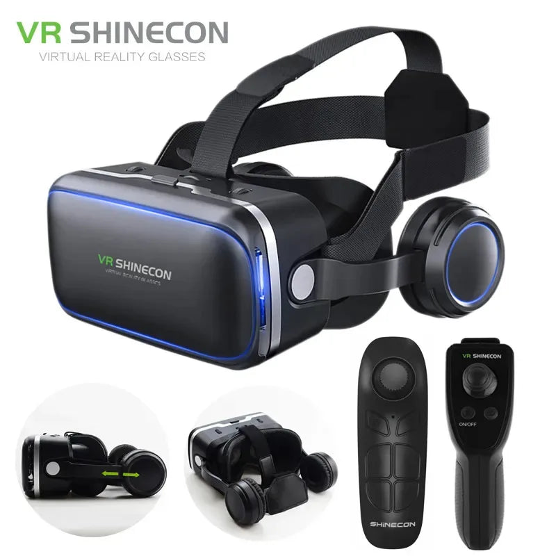 VR Shinecon 6.0 Headphone Version 3D Virtual Reality Stereo Helmet VR Headset with Remote Control for IOS Android - Chic Cart