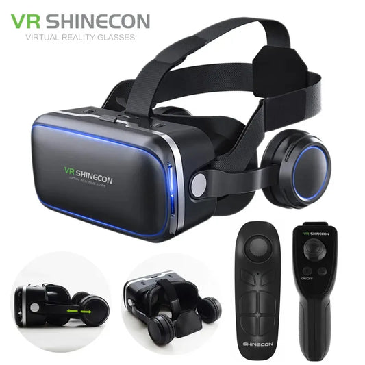 VR Shinecon 6.0 Headphone Version 3D Virtual Reality Stereo Helmet VR Headset with Remote Control for IOS Android - Chic Cart