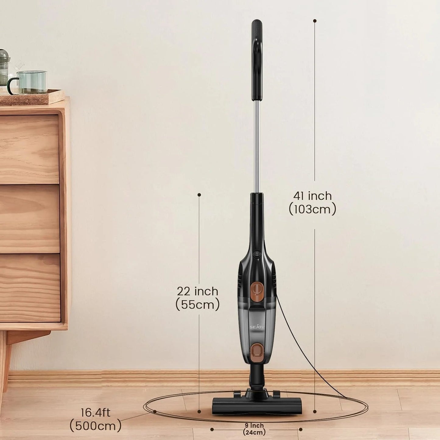 Sejoy Vacuum Cleaners for Carpet Lightweight Stick for Home Powerful Suction Rechargeable Cordless for Pet Carpet Floor