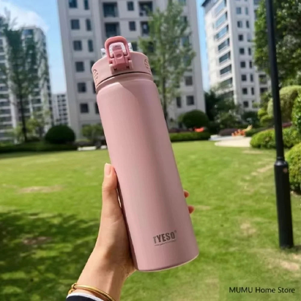 1pc Thermos Bottle with Straw 530ml 750ml Stainless Steel Thermal Cup Car Insulated Flask Water Tumbler for Outdoor Sports - Chic Cart