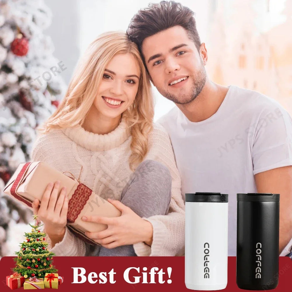 400ml Stainless Steel Thermal Coffee Mug 304 Thermos Mug Leak Proof Portable Travel Thermal Cup Water Bottle Christmas Gifts - Chic Cart