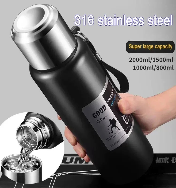 Large Capacity Cold Thermal Thermos Tumbler Stainless Steel Insulated Tea Coffee Water Bottle Insulation Flask Pot Travel Mug - Chic Cart