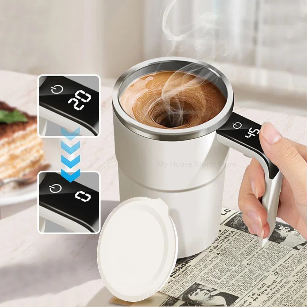 Automatic Stirring Cup Rechargeable Portable Coffee Electric Stirring Stainless Steel Mixer Rotating Magnetic Self Stirring Mugs - Chic Cart