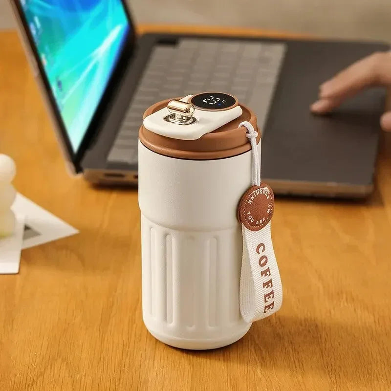 Smart car thermal mug stainless steel temperature display coffee mug portable drinking tool - Chic Cart