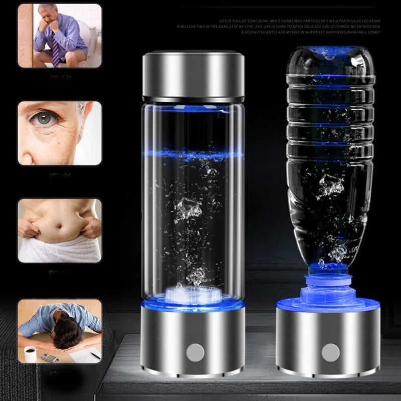 450ml H2 Hydrogen Water Generator Rich Water Bottle Hydrogen USB Rechargeable 3Min Quick Electrolysis hydrogen water Health Cup - Chic Cart