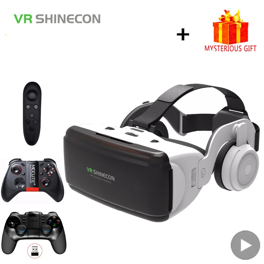 VR Shinecon Casque Helmet 3D Glasses Virtual Reality For Smartphone Smart Phone Headset Goggles Binoculars Video Game Wirth Lens - Chic Cart