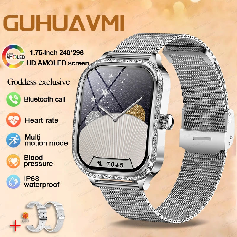 For Xiaomi Huawei New Women Smart Watch Heart Rate Blood Pressure Monitor Music Playback 100+ Sports Mode BT Calling SmartWatch - Chic Cart