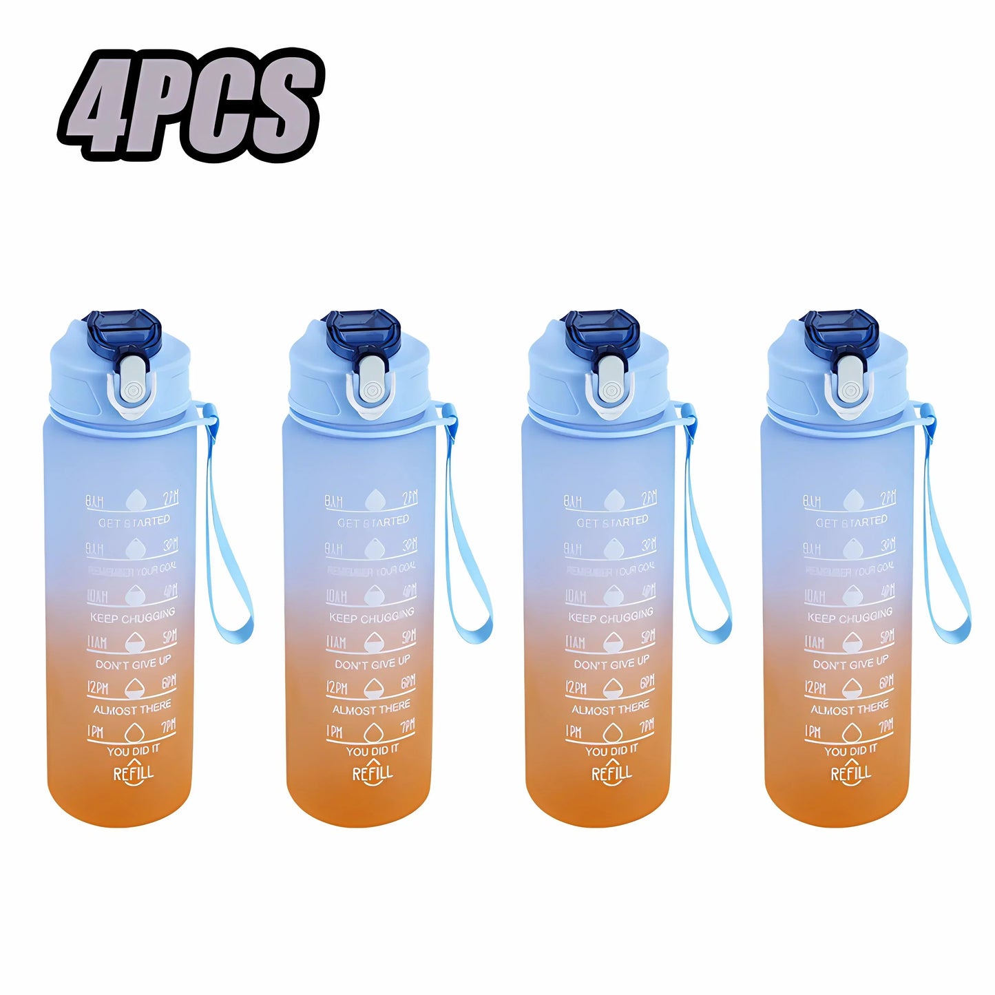 900ml Sports water Bottle High Temperature Resistant Graduated Straw Cup Rainbow Frosted Progressive Color Water Cup Plastic Cup - Chic Cart