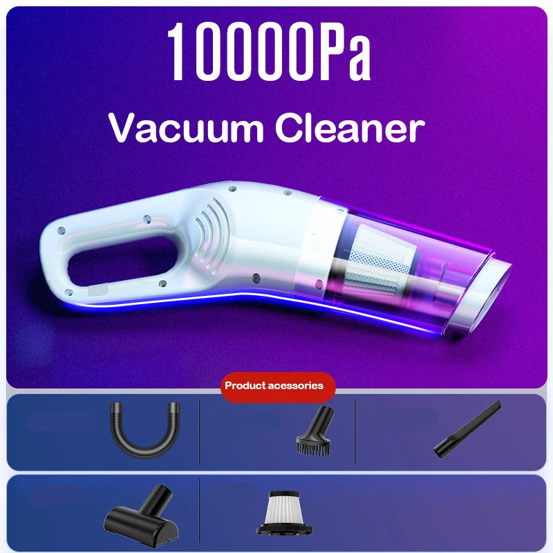 Handheld Home Vacuum Cleaner Rechargeable Portable Vacuum Cleaner Car Home Dual Purpose Wireless Dust Catcher Pet Hair 10000PA - Chic Cart