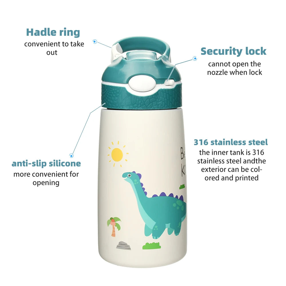 400ML Children Thermos Water Bottle Kids Thermos Mug Baby Duck Billed Straw 316 Stainless Steel Vacuum Flasks Tumbler Thermo Cup - Chic Cart