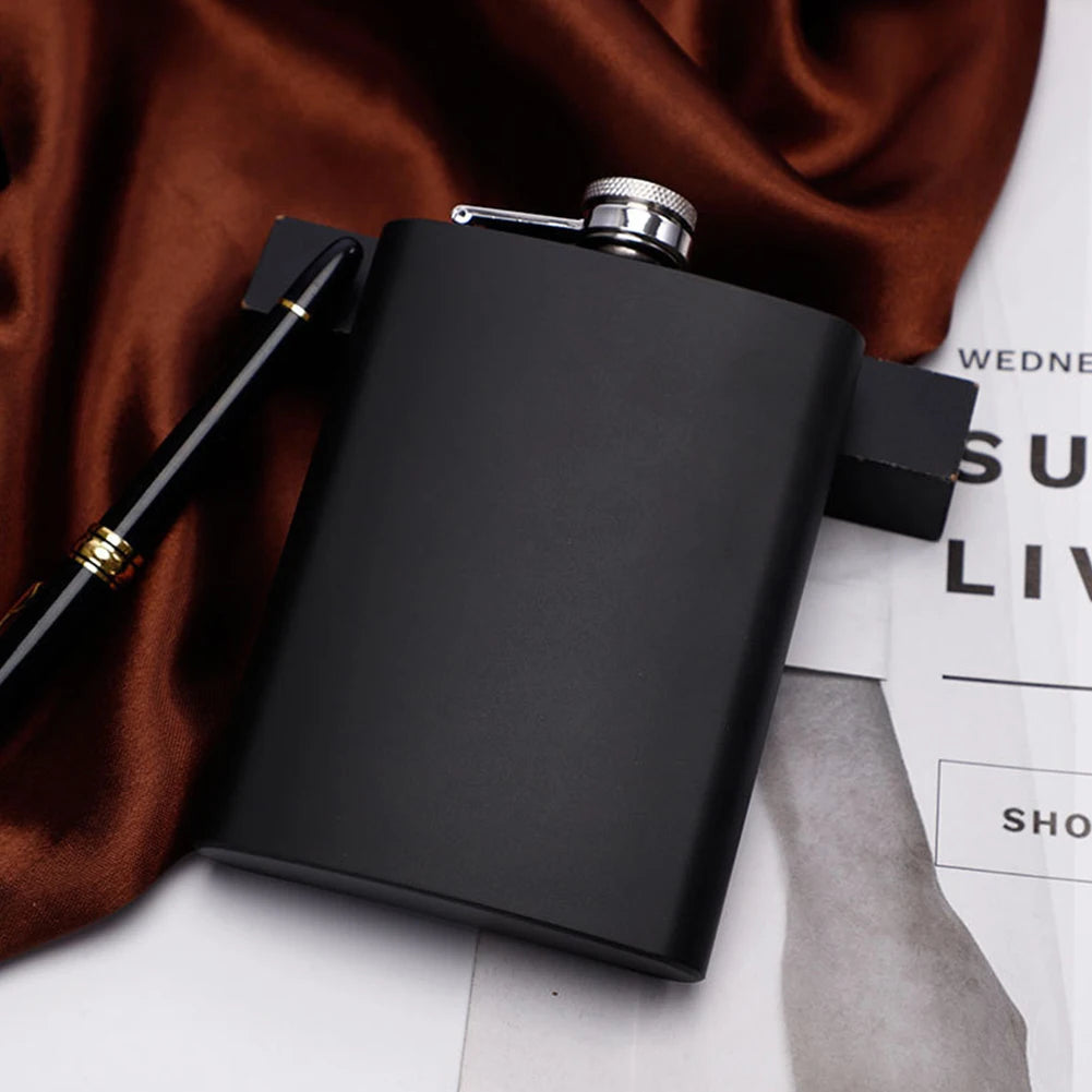 6/8oz Black Hip Flask Stainless-Steel Whiskey Liquor Wine Bottle Outdoor Travel Camping Portable Pocket Alcohol Flask Gifts - Chic Cart