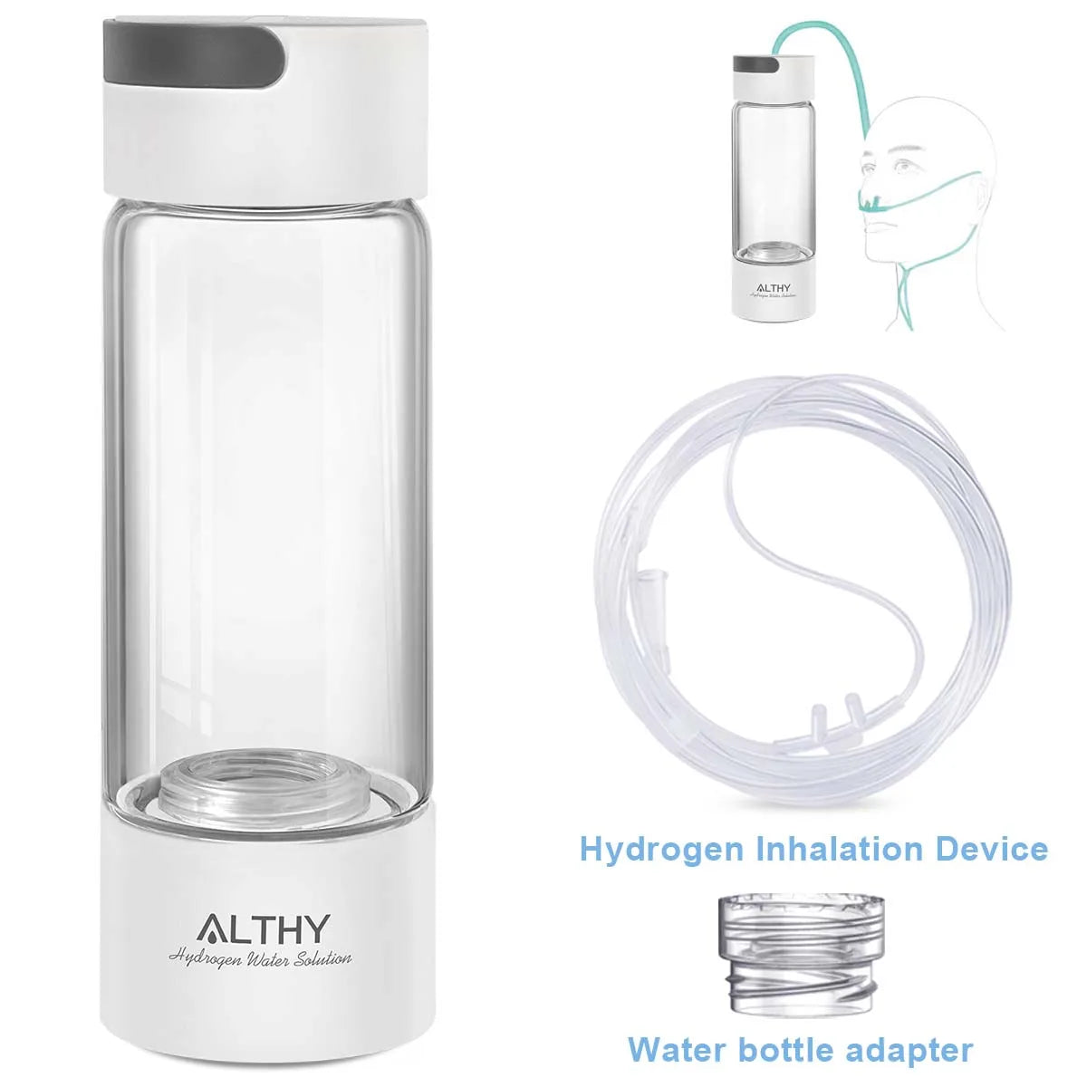 ALTHY Hydrogen Rich Water Generator Bottle Cup - DuPont SPE PEM Dual Chamber Maker lonizer - H2 Inhalation device - Chic Cart