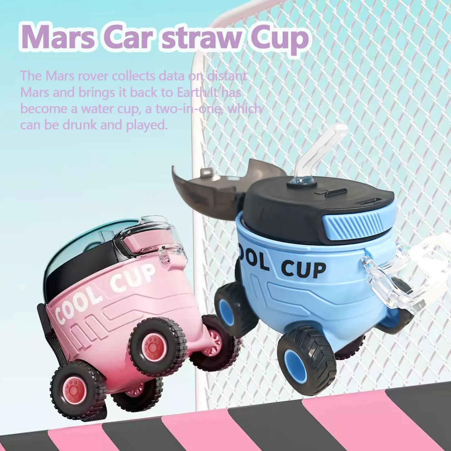 500ml Cute Bear Portable Water Bottle With Shoulder Strap Kid Car Straw Water Cup Bus Shape Children's Water Bottle Drinking Cup - Chic Cart