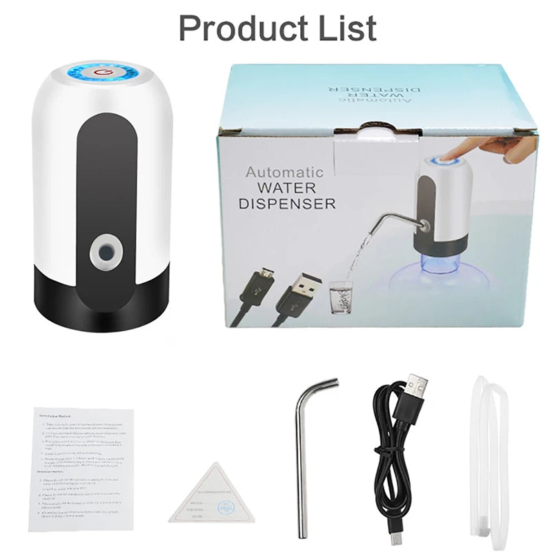 Kinscoter Rechargeable Portable Water Pump Mini Automatic Water Dispenser with Switch USB Charging for Universal 5 Gallon Bottle - Chic Cart