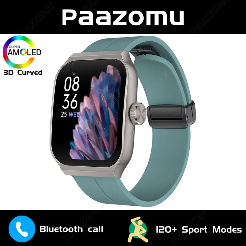 New AMOLED Smart Watch 1.96inch 3D Flexible Curved Screen Bluetooth Call Heart Rate NFC Waterproof Smartwatch For Android IOS - Chic Cart