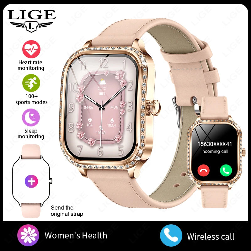 LIGE Smart Watches for Women Waterproof Bluetooth Call Fitness Tracker Smartwatch Mujer Digital Womens Watch Heart Rate Monitor - Chic Cart