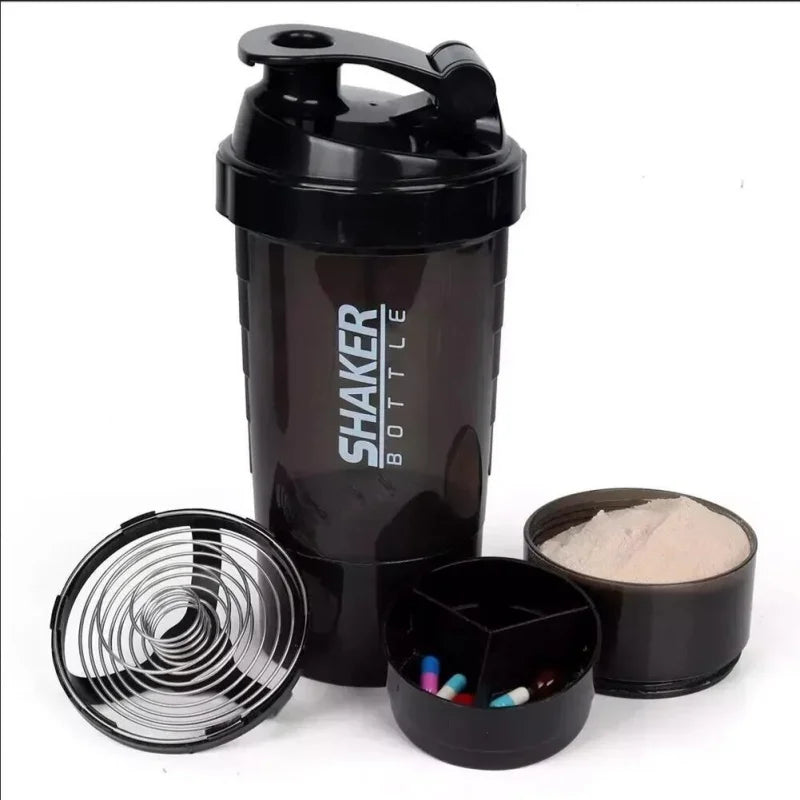 3 Layers Shaker Protein Bottle Powder Shake Cup Large Capacity Water Bottle Mixing Cup Body Building Exercise Mixing Bottle - Chic Cart