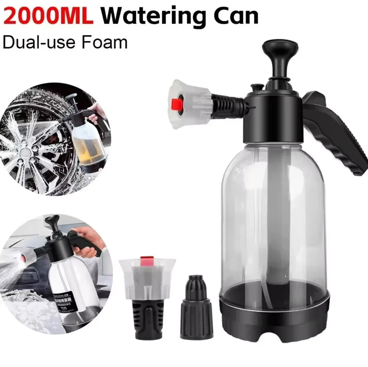 2L Foam Sprayer Car Wash Hand-held Foam Watering Can Air Pressure Sprayer Plastic Disinfection Water Bottle Car Cleaning Tools - Chic Cart