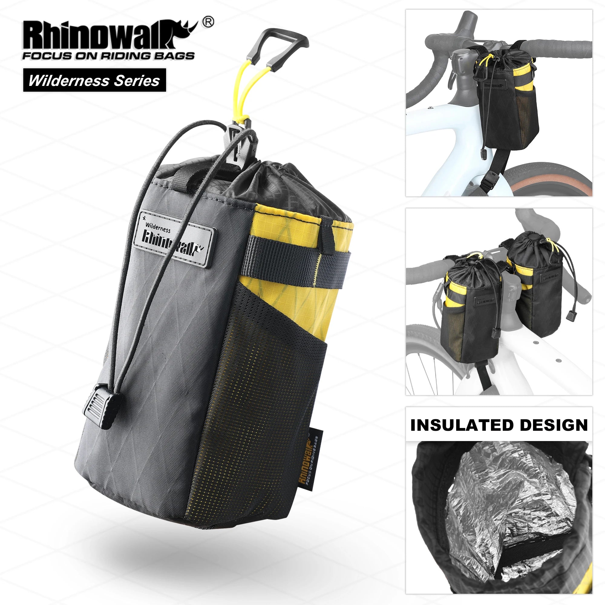 Rhinowalk Bike Water Bottle Carrier Pocket Pouch Bike Insulated Handlebar Tool Bag Touring Commuting Pouch Fit MTB Road Bike - Chic Cart