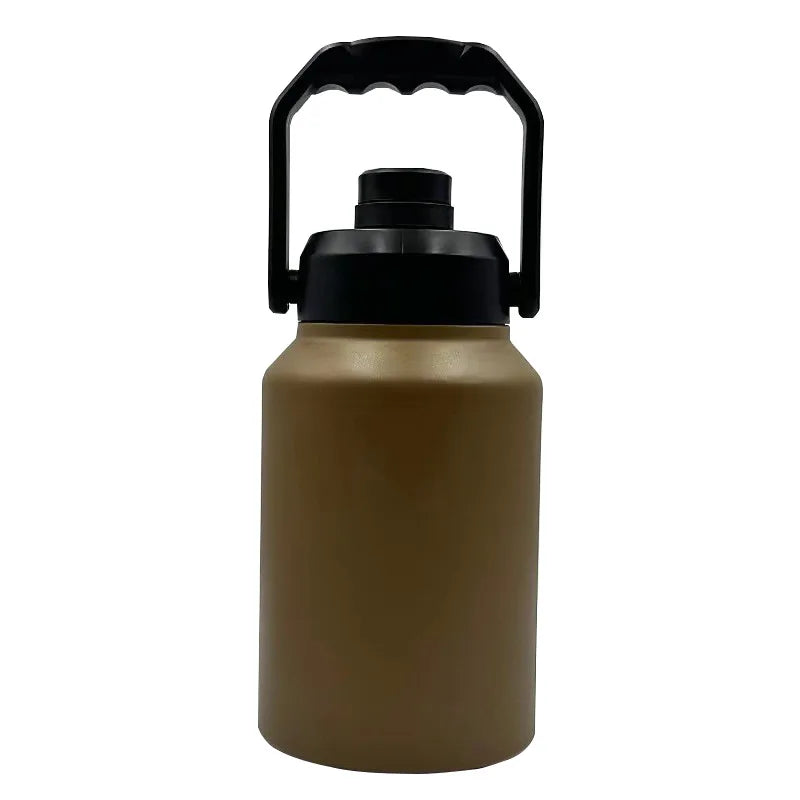 Large Capacity Sports Thermos Cup with Handle,Stainless Steel Vacuum Flasks,Wide Mouth Drinkware,Camping Gym Water Bottle,64OZ - Chic Cart