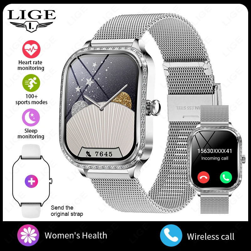 LIGE Smart Watches for Women Waterproof Bluetooth Call Fitness Tracker Smartwatch Mujer Digital Womens Watch Heart Rate Monitor - Chic Cart