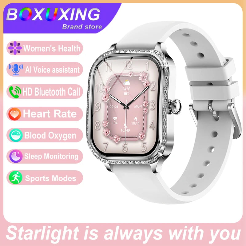 New Fashion Women's Smart Watch Heart Rate 1.75 Inch 240*296 HD Screen Diamond Watch Bluetooth Call Waterproof SmartWatch Ladies - Chic Cart