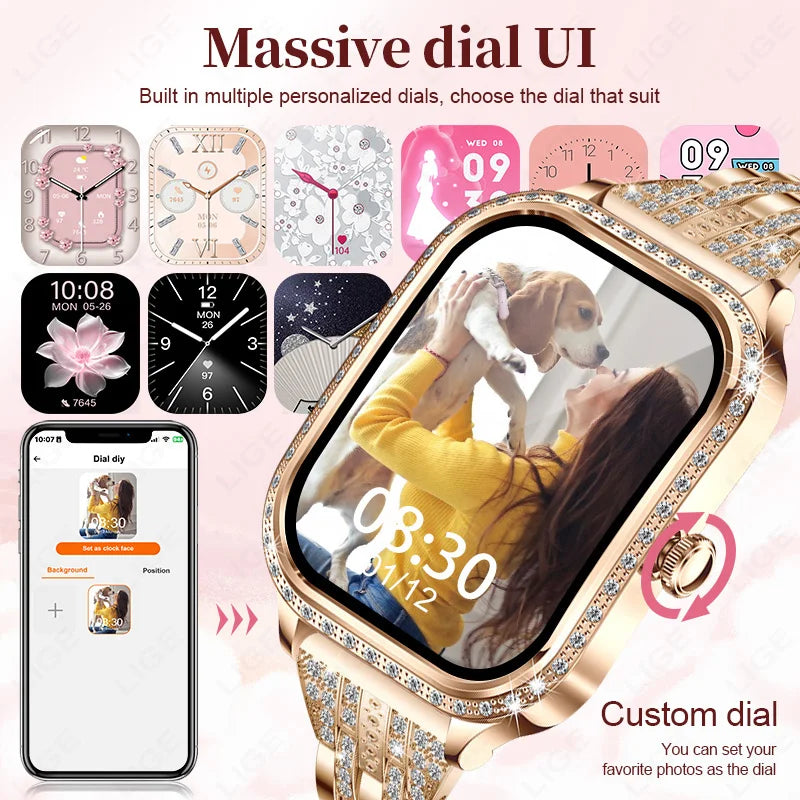 LIGE Smart Watches for Women Waterproof Bluetooth Call Fitness Tracker Smartwatch Mujer Digital Womens Watch Heart Rate Monitor - Chic Cart