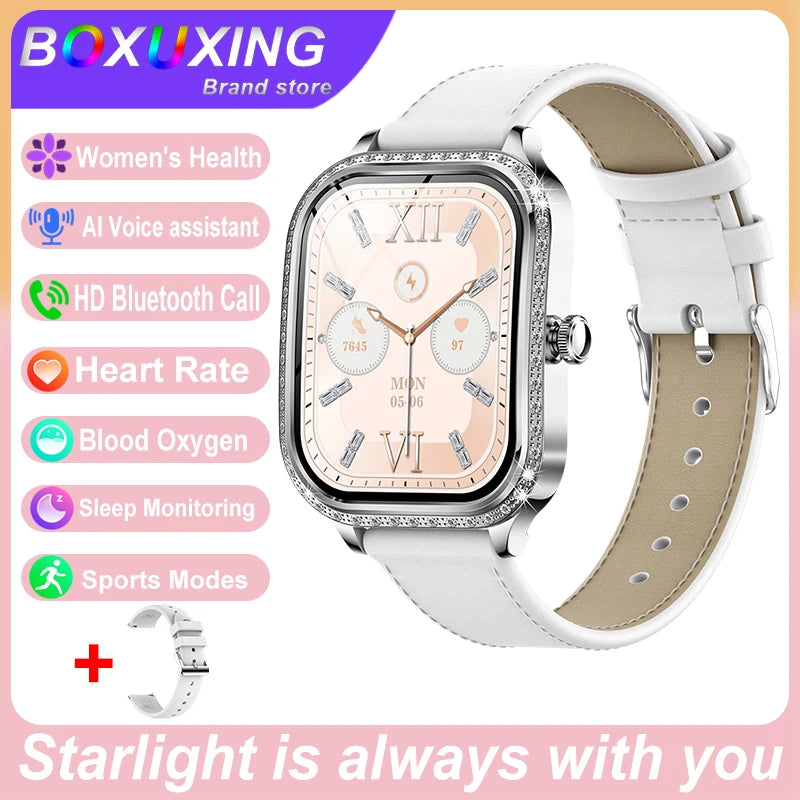 New Fashion Women's Smart Watch Heart Rate 1.75 Inch 240*296 HD Screen Diamond Watch Bluetooth Call Waterproof SmartWatch Ladies - Chic Cart