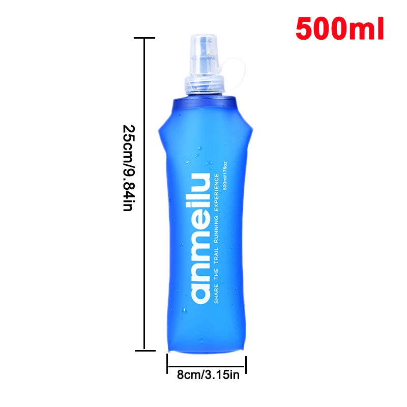 250/500ml Ultralight Foldable Water Bottle BPA Free Straw Outdoor Sport Supplies Hiking Running Cycling Soft Flask Water Bag - Chic Cart