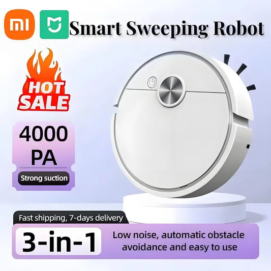 Xiaomi MIJIA 4000Pa 3 in 1 Smart Sweeping Robot Vacuum Cleaner Strong Suction Easy To Use For Hard Floors Pet Hair Carpets New - Chic Cart