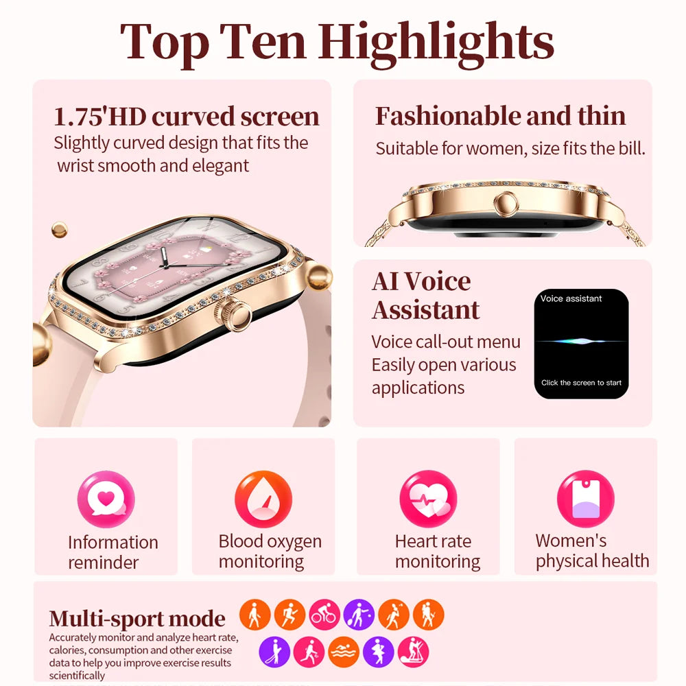 New For HUAWEI FIT3 Smart Watch Women 1.75" HD Display Heart Rate Sport Fitness IP68 Waterproof BT Call Smartwatch For Lady Gift - Chic Cart