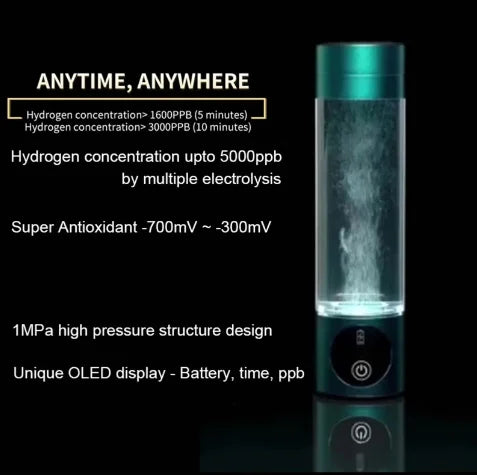 New Design H2 Rechargeable Portable Molecular Glass Hydrogen Water Bottle With Spe and Pem Technology - Chic Cart