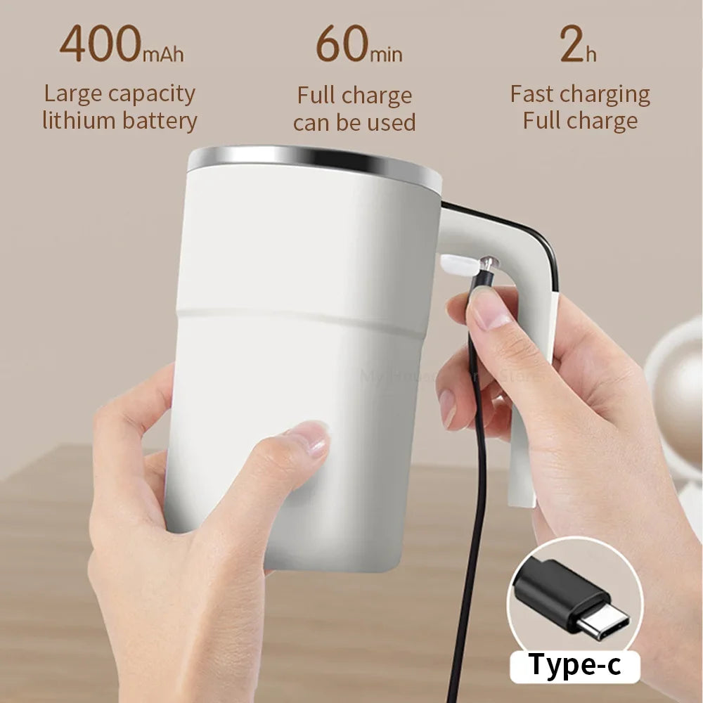 Automatic Stirring Cup Rechargeable Portable Coffee Electric Stirring Stainless Steel Mixer Rotating Magnetic Self Stirring Mugs - Chic Cart