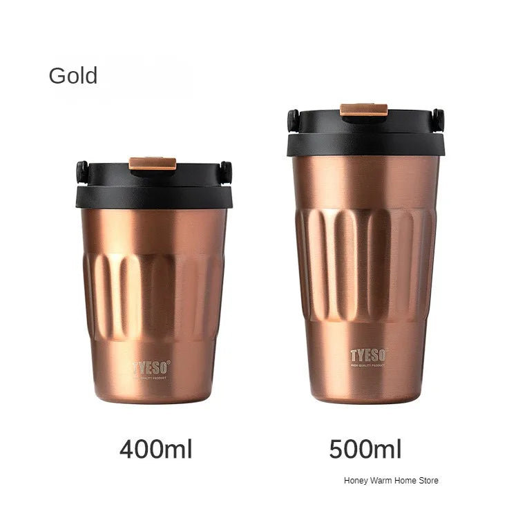 TYESO Vacuum Flasks Thermos Water Bottles 400ml/500ml Stainless Insulated Cup 304 Original Car Tumbler Cold and hot Coffee Mug - Chic Cart