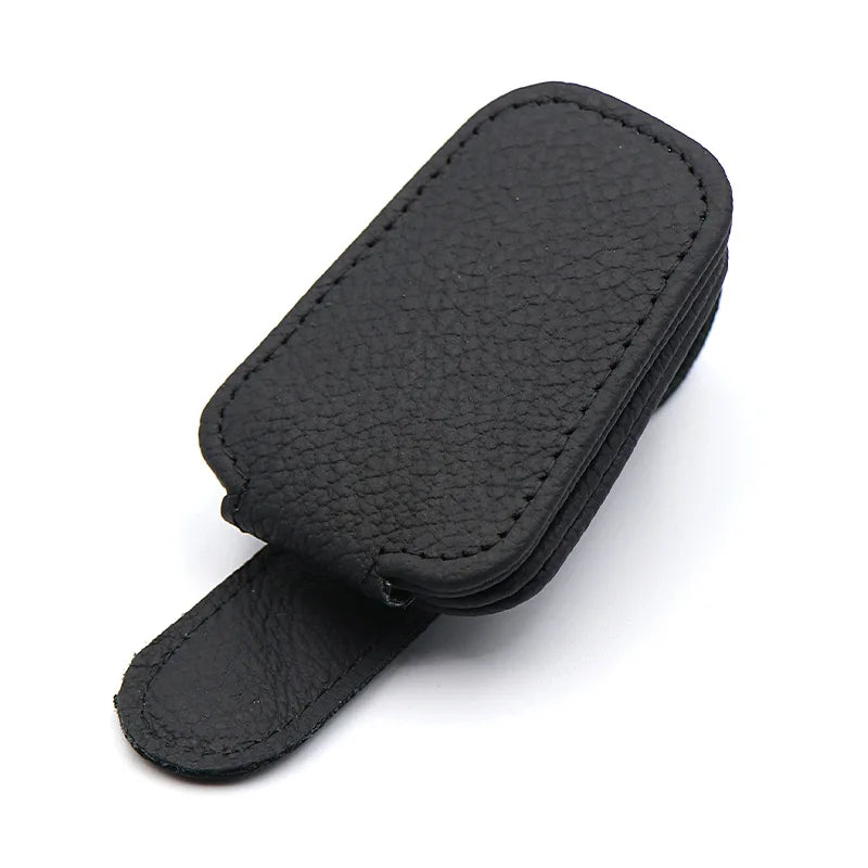 Universal Car Sunglasses Holder Car Magnetic Leather Clip Card Ticket Holder Auto Sun Visor Glasses Box Decoration Accessories