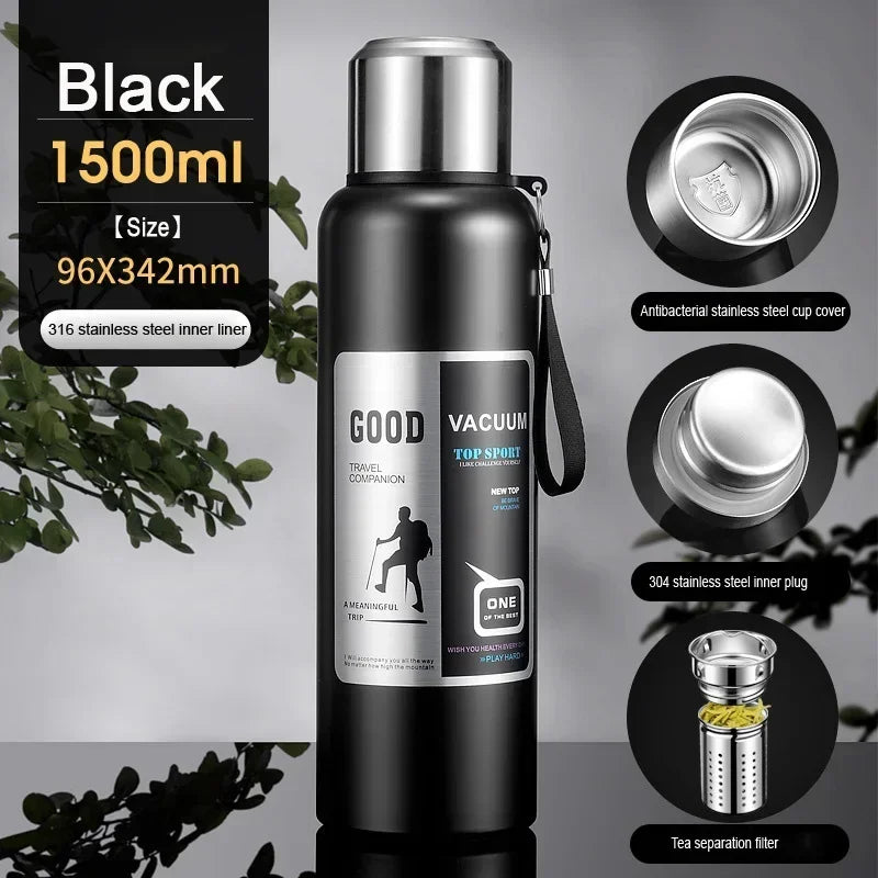 Large Capacity Cold Thermal Thermos Tumbler Stainless Steel Insulated Tea Coffee Water Bottle Insulation Flask Pot Travel Mug - Chic Cart