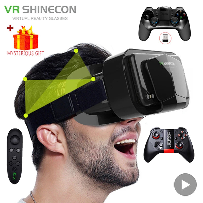 Shinecon Virtual Reality Viar 3D VR Glasses Device Helmet Lenses Headset Goggle Smart For Smartphone Cell Phone Mobile Realidade - Chic Cart