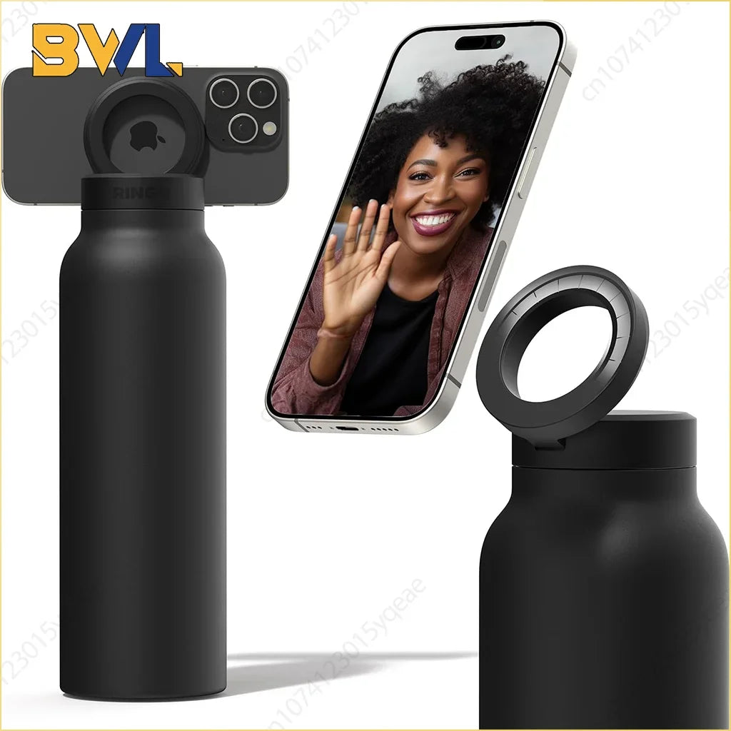 24 Oz Insulated Stainless Steel Sports Bottle Insulated Mug with Magnetic Phone Holder Outdoor Sports Water Bottle - Chic Cart