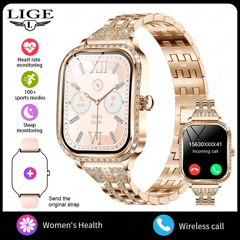 LIGE Smart Watches for Women Waterproof Bluetooth Call Fitness Tracker Smartwatch Mujer Digital Womens Watch Heart Rate Monitor - Chic Cart