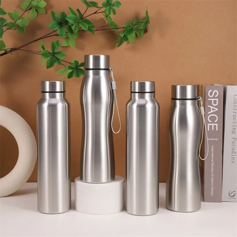 1000Ml Stainless Steel Sport Bottle Single-Layer Red Water Cup Metal Flask Drinkware Camping Sports Gym - Chic Cart