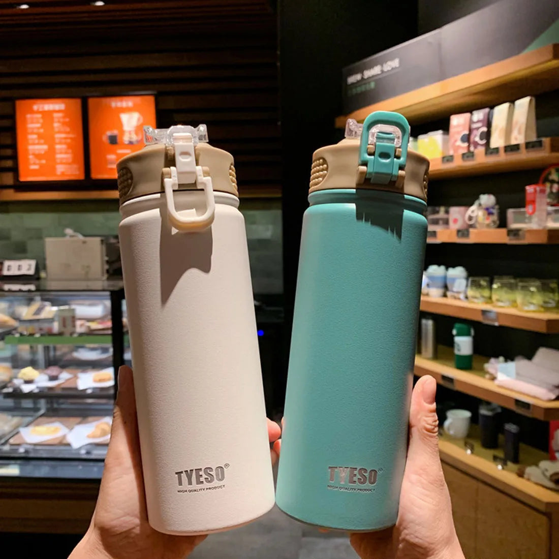 Thermos Bottle with Straw 750ml Stainless Steel Thermal Cup Car Insulated Flask Water Tumbler for Outdoor Sports - Chic Cart