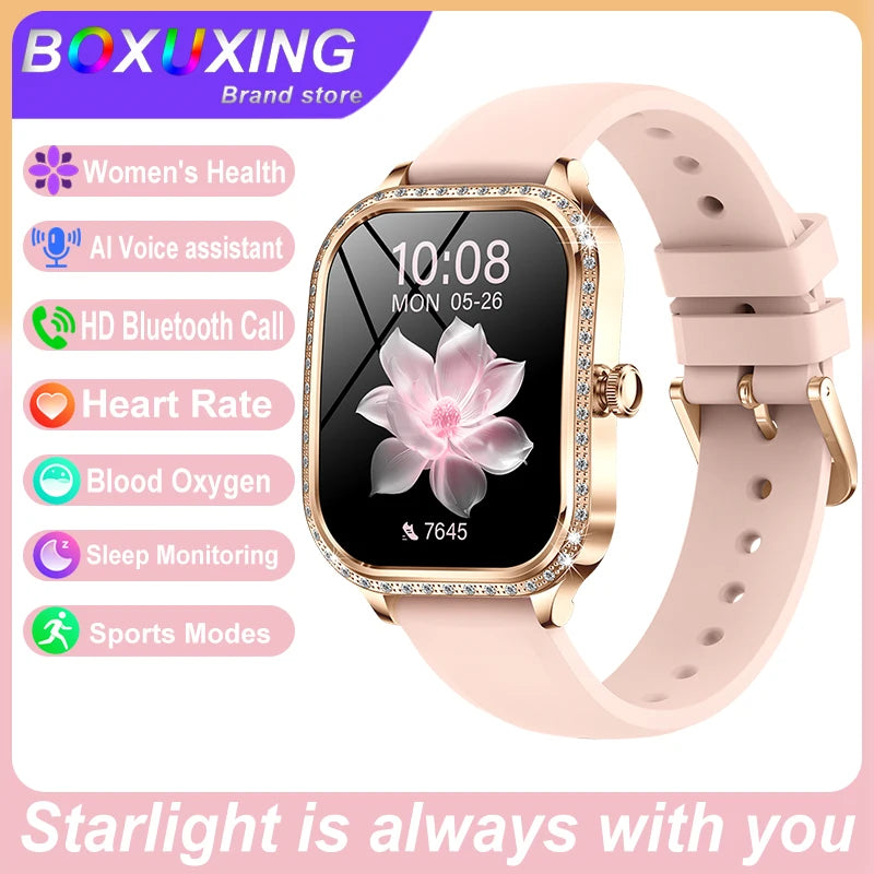 New Fashion Women's Smart Watch Heart Rate 1.75 Inch 240*296 HD Screen Diamond Watch Bluetooth Call Waterproof SmartWatch Ladies - Chic Cart